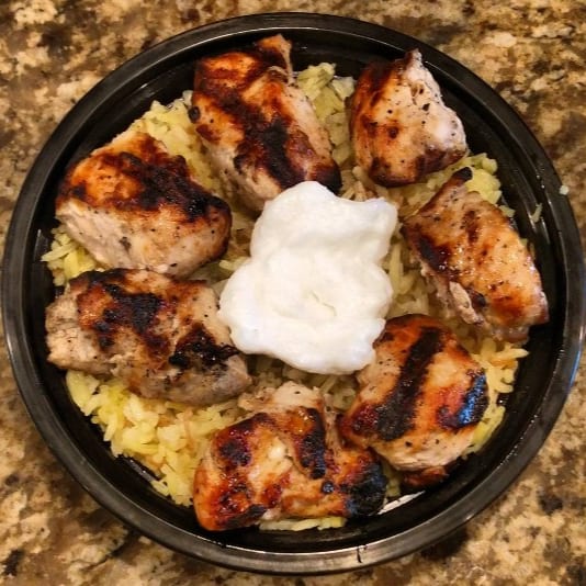 Chicken Kebab Rice Bowl.