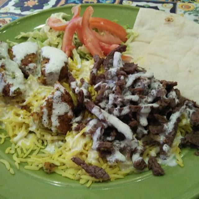 Beef / Falafel Platter.
